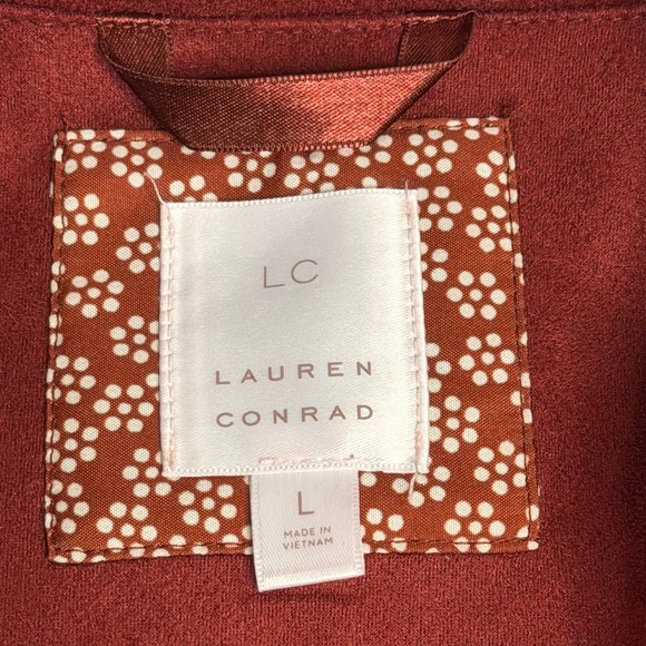 Lauren Conrad LC Faux Suede Moto Jacket Womens Large Cinnamon Rust Motorcycle - Picture 5 of 12